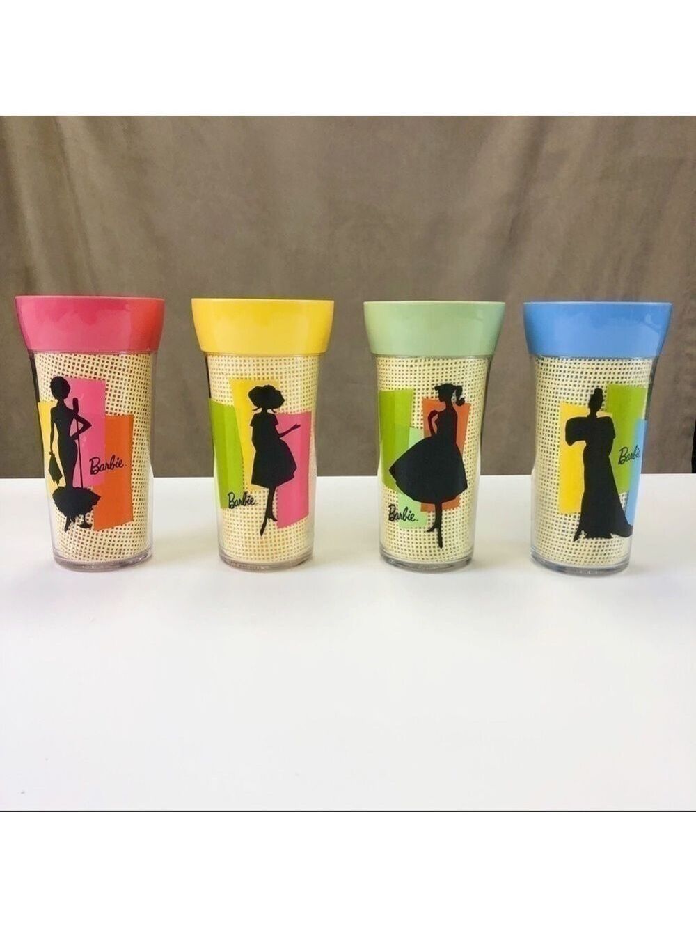 𝅺barbie Set of 4 basketweave insulated glasses by Trudeau